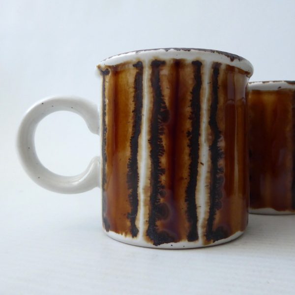 Midwinter Earth espresso cups mugs, 1970s Stonehenge pottery brown stripe coffee - Image 7