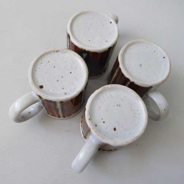 Midwinter Earth espresso cups mugs, 1970s Stonehenge pottery brown stripe coffee - Image 10