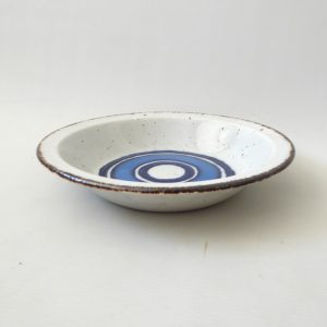 Midwinter Stonehenge Moon serving salad 9" bowl, blue stripe Creation 70s retro