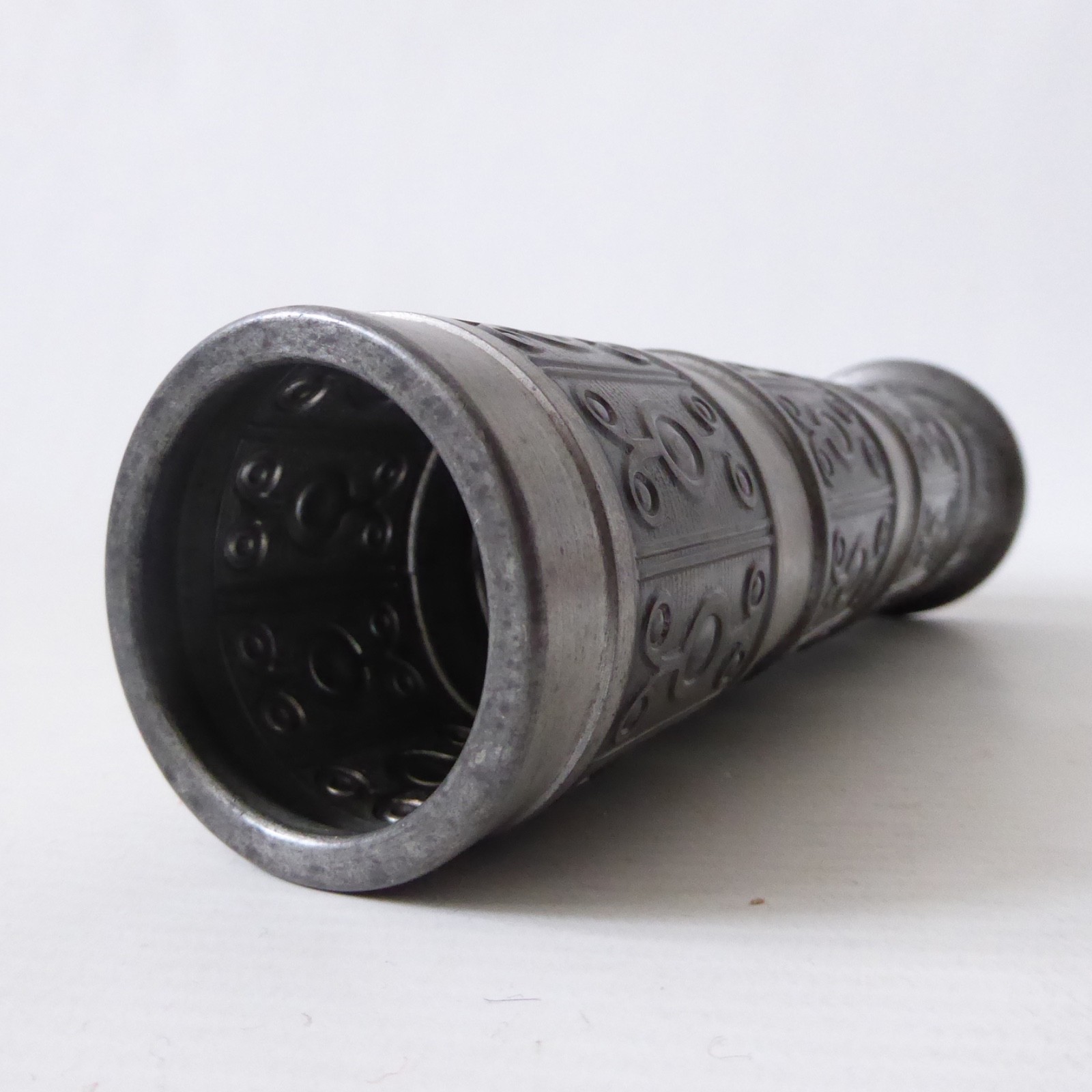 Norway Haugrud 505 pewter cylinder vase, vintage 1960s Norwegian metal - wonky - Image 7