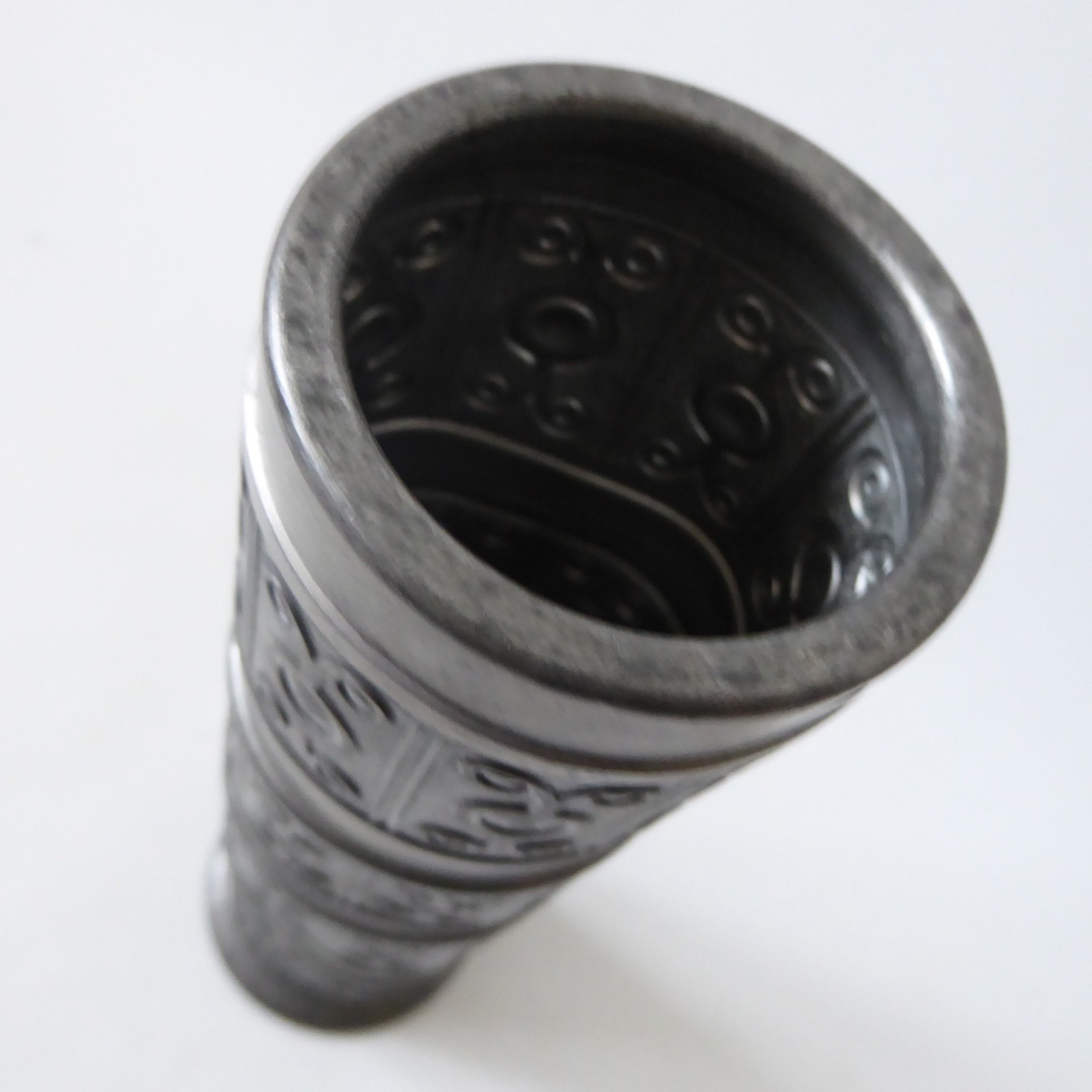 Norway Haugrud 505 pewter cylinder vase, vintage 1960s Norwegian metal - wonky - Image 8