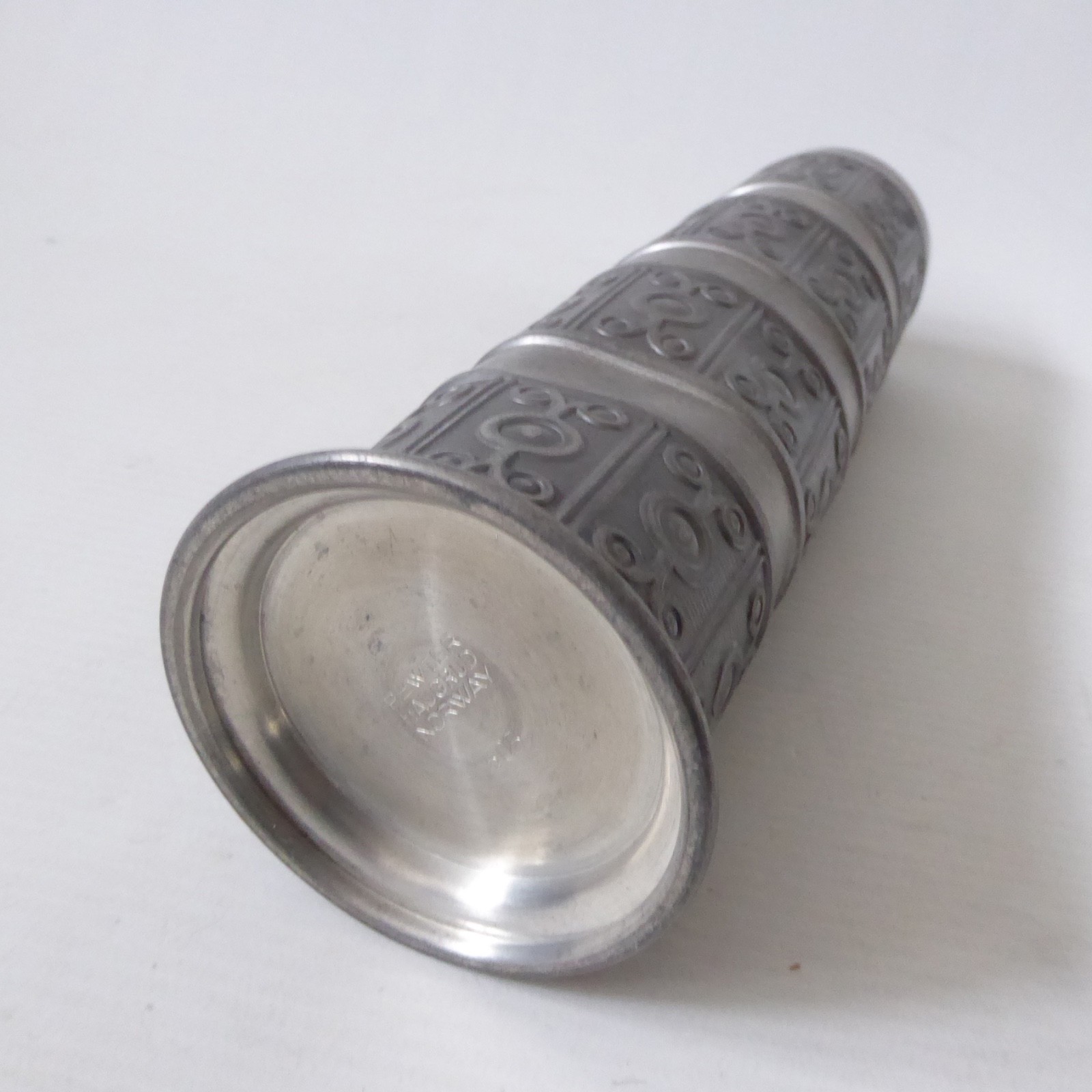 Norway Haugrud 505 pewter cylinder vase, vintage 1960s Norwegian metal - wonky - Image 9
