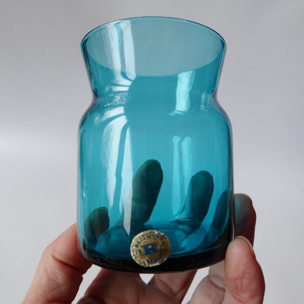 Pavane by Tom Möller, Reijmyre, Sweden. Mid century cyan blue pot/drinking glass - Image 7