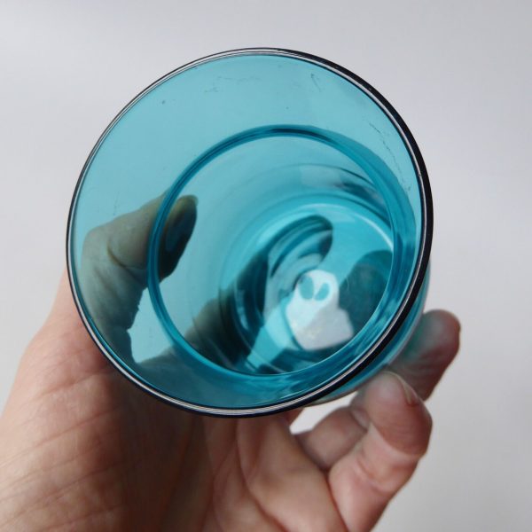 Pavane by Tom Möller, Reijmyre, Sweden. Mid century cyan blue pot/drinking glass - Image 9