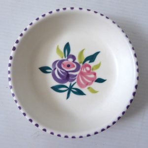 Poole Pottery 4" pin trinket dish flora traditional. Signed vintage ceramic bowl