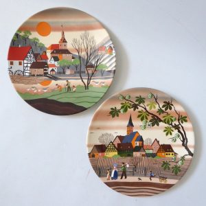 Poole Pottery England Four Seasons 6" decorative plates: 425 Spring & 427 Autumn