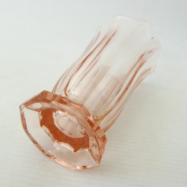 Pretty salmon pink Art Deco glass vase pressed glass small posy vase. 5" vintage - Image 10