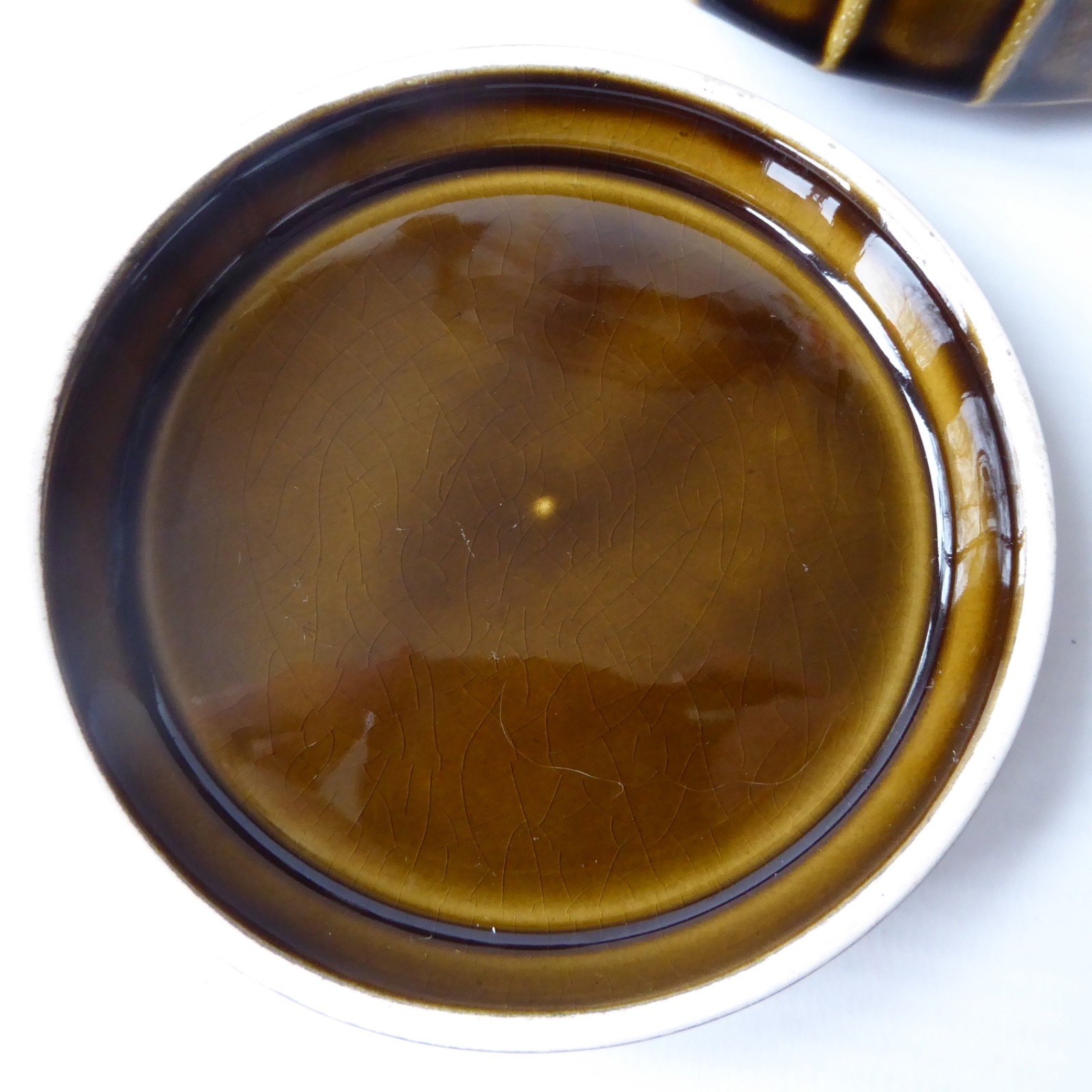 Prinknash Pottery ceramic round low shallow storage pot box container, vintage - Image 13