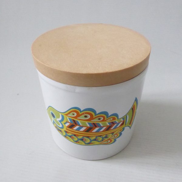Retro stylised FISH vintage storage canister jar, 1970s England white ceramic - Image 7