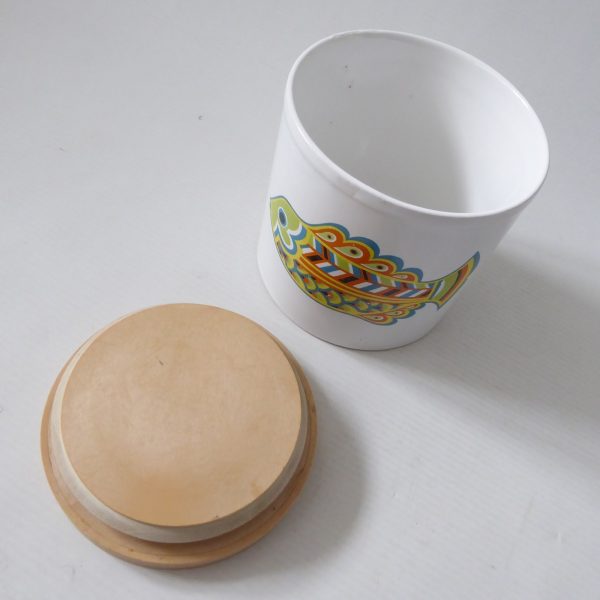 Retro stylised FISH vintage storage canister jar, 1970s England white ceramic - Image 9
