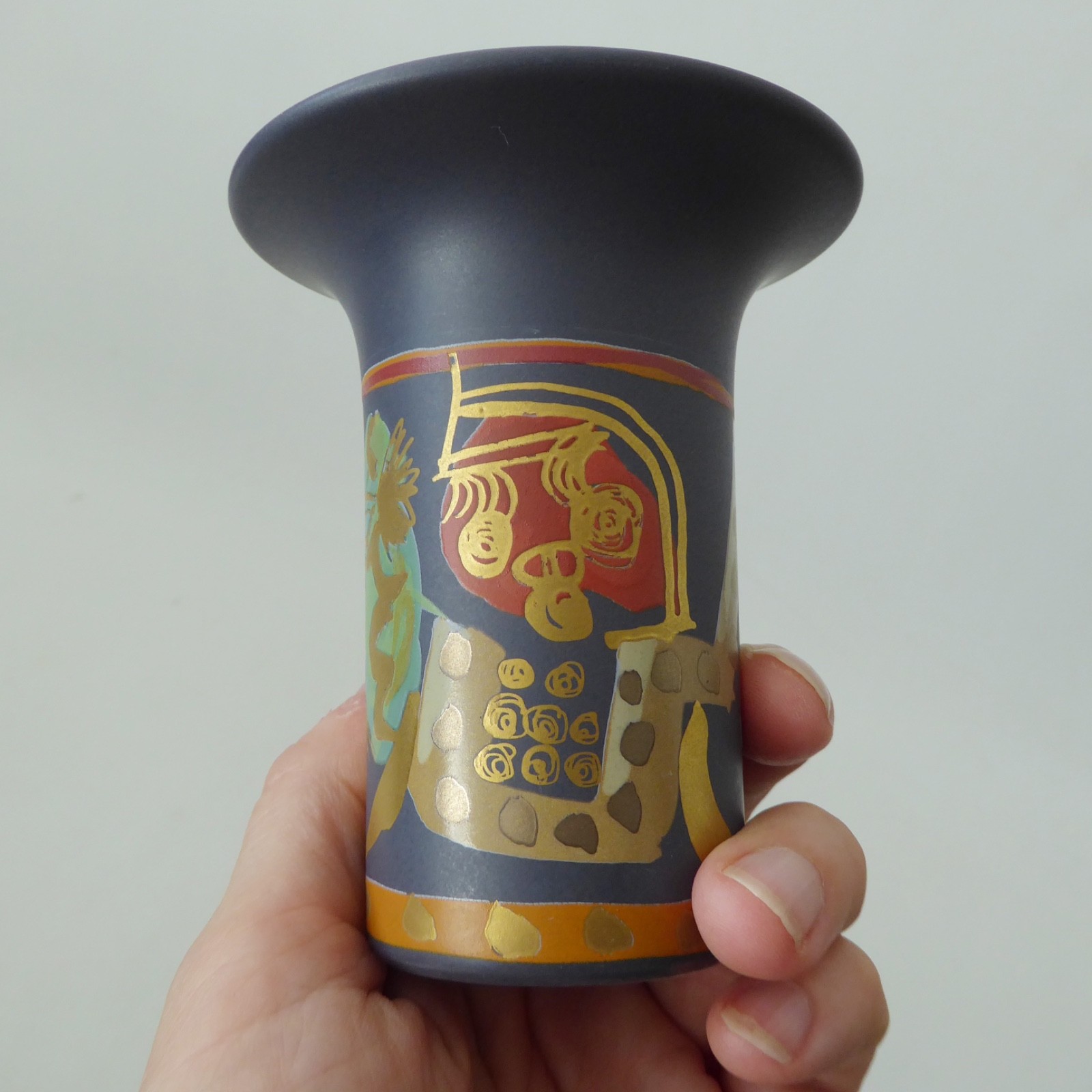 Rosenthal Studio Linie Liguria vase: Gilbert Portanier, blue/grey & gold vintage - Image 6