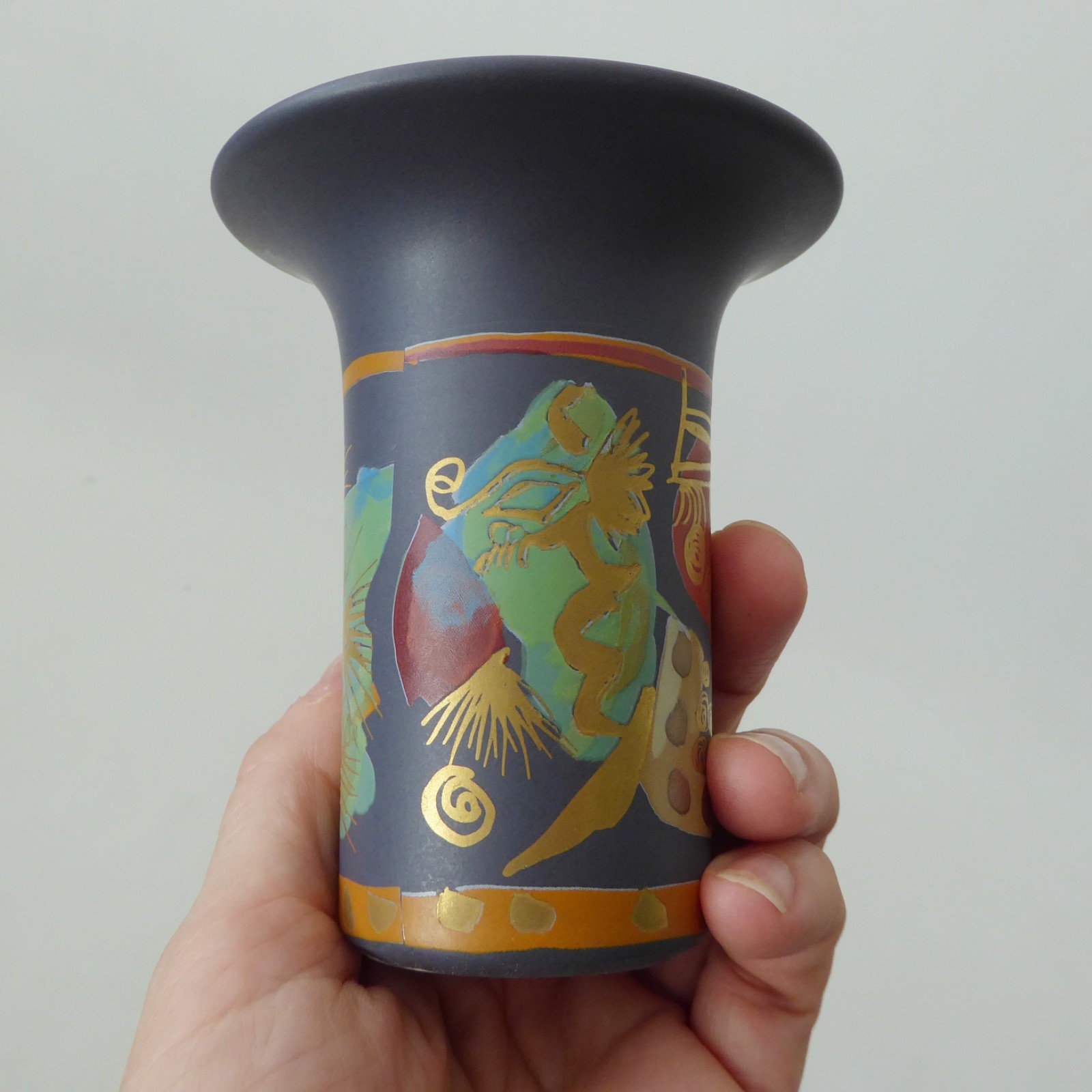 Rosenthal Studio Linie Liguria vase: Gilbert Portanier, blue/grey & gold vintage - Image 7