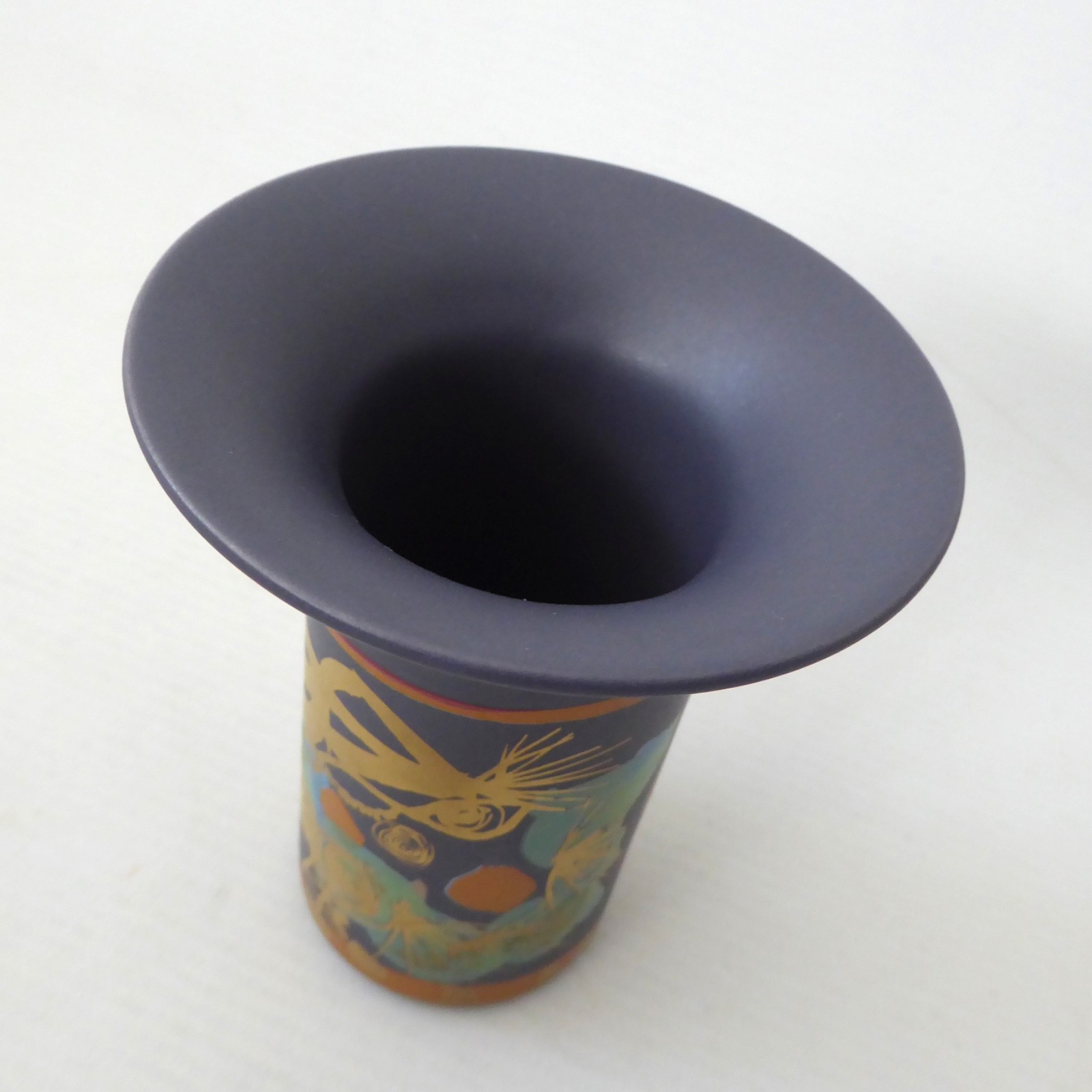 Rosenthal Studio Linie Liguria vase: Gilbert Portanier, blue/grey & gold vintage - Image 9