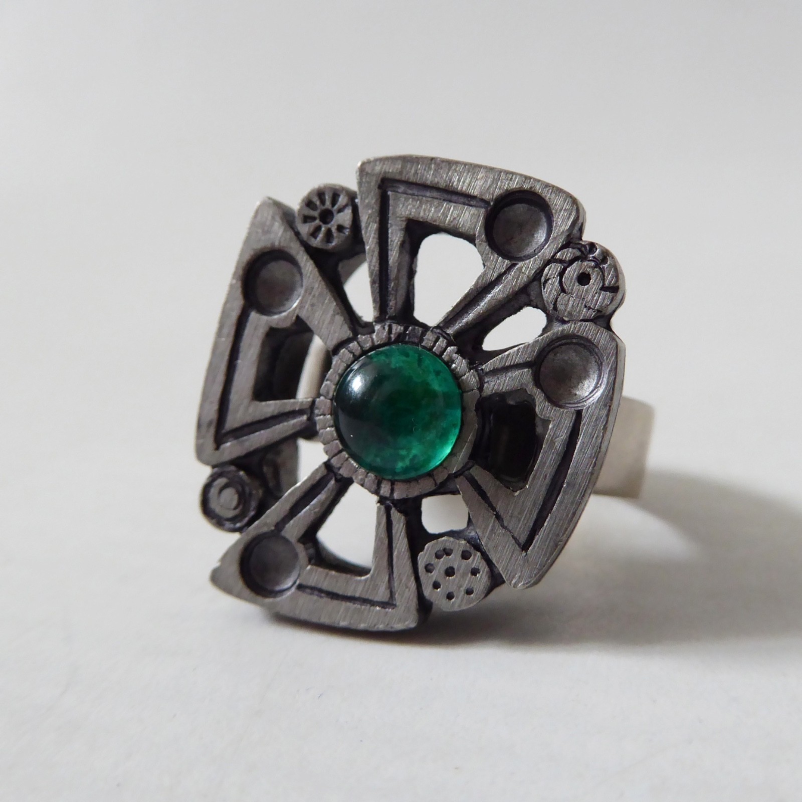 Scandinavian mid century retro pewter adjustable ring. Unisex Danish Swedish 70s - Image 4