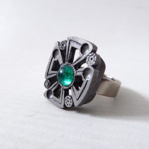 Scandinavian mid century retro pewter adjustable ring. Unisex Danish Swedish 70s