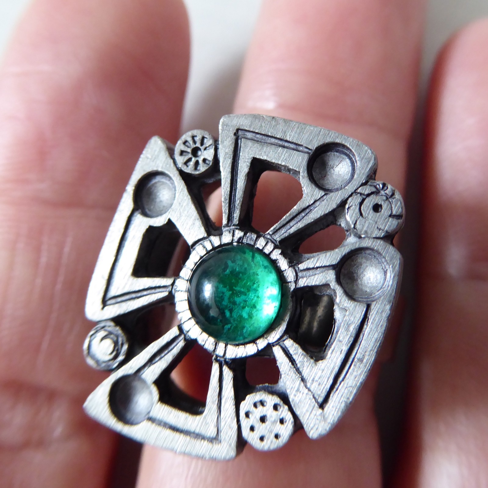 Scandinavian mid century retro pewter adjustable ring. Unisex Danish Swedish 70s - Image 5