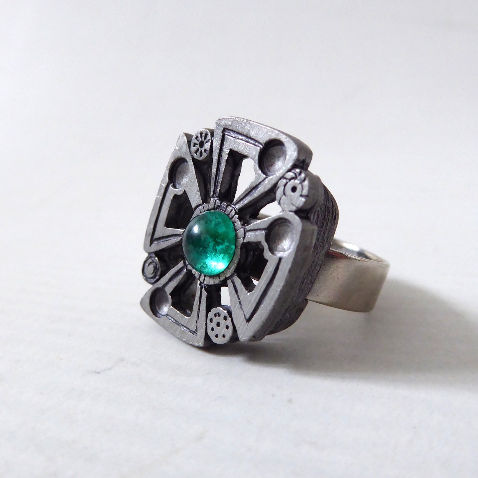 Scandinavian mid century retro pewter adjustable ring. Unisex Danish Swedish 70s