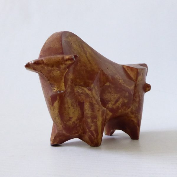 Sotaro Saegusa Japan metal ox sculpture stylised brutalist modernist bull statue - Image 4