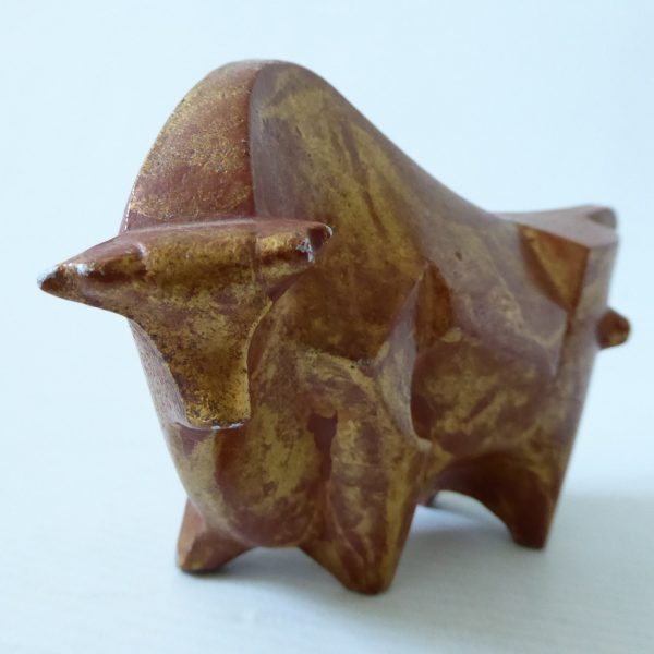 Sotaro Saegusa Japan metal ox sculpture stylised brutalist modernist bull statue - Image 5