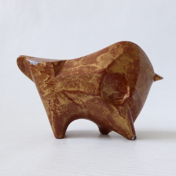 Sotaro Saegusa Japan metal ox sculpture stylised brutalist modernist bull statue - Image 7