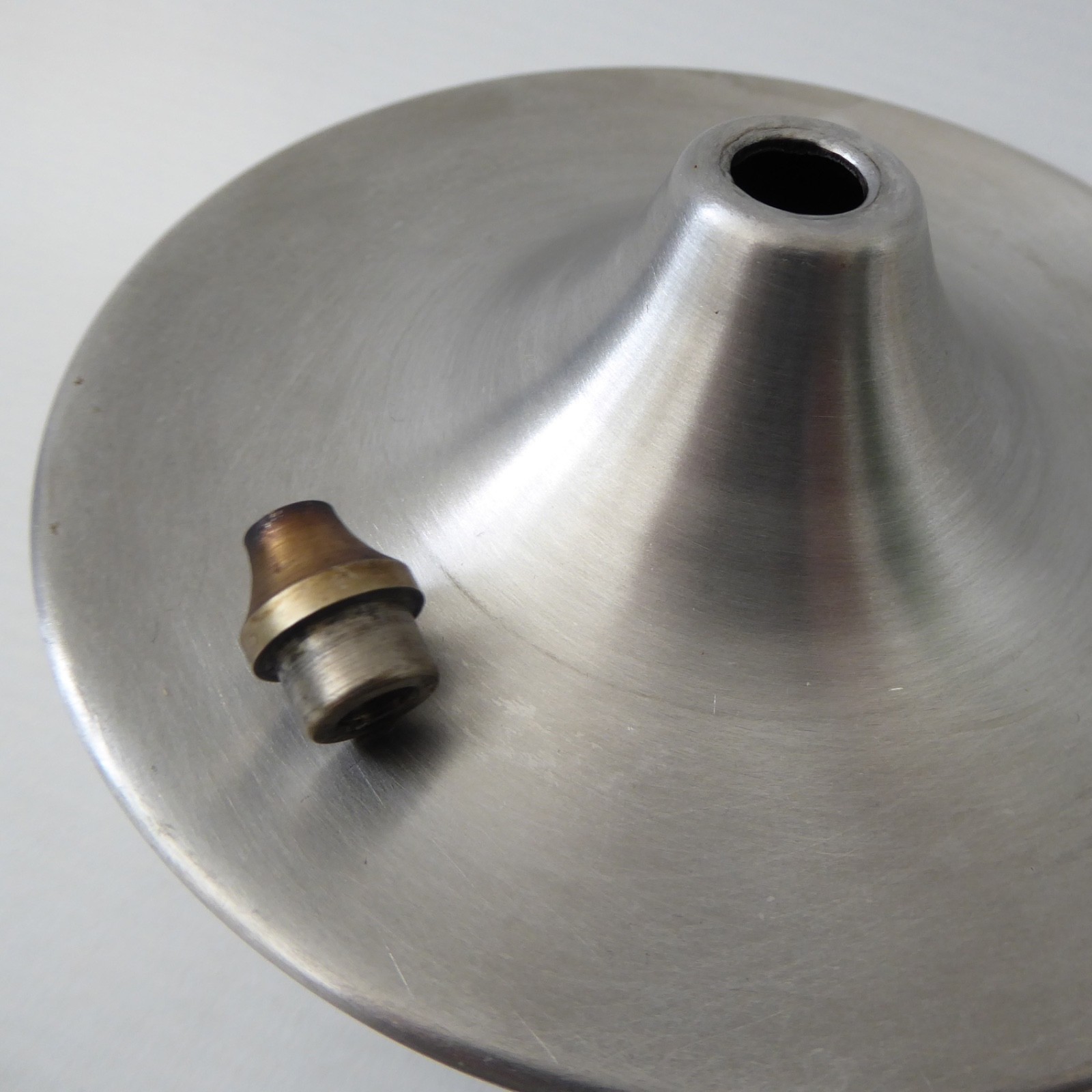 Stainless steel modernist oil lamp base & snuffer lid. Retro 1960s style candle - Image 12