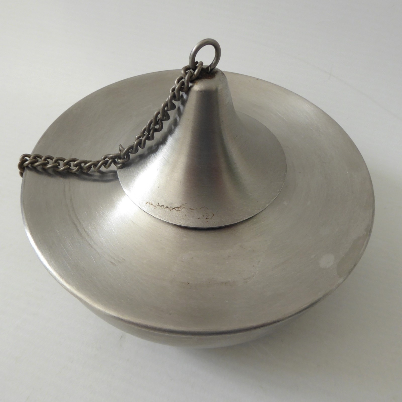 Stainless steel modernist oil lamp base & snuffer lid. Retro 1960s style candle - Image 4