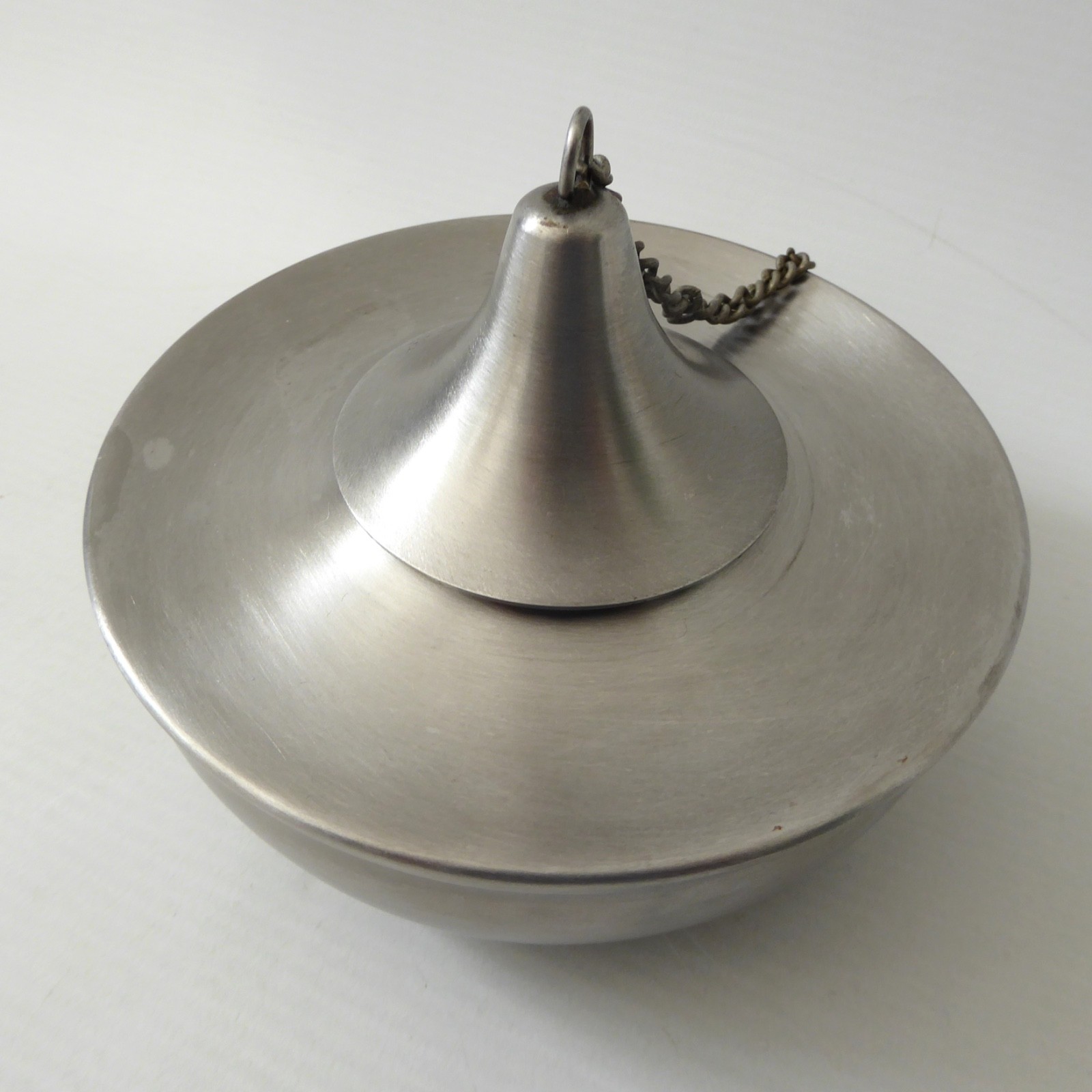 Stainless steel modernist oil lamp base & snuffer lid. Retro 1960s style candle - Image 5