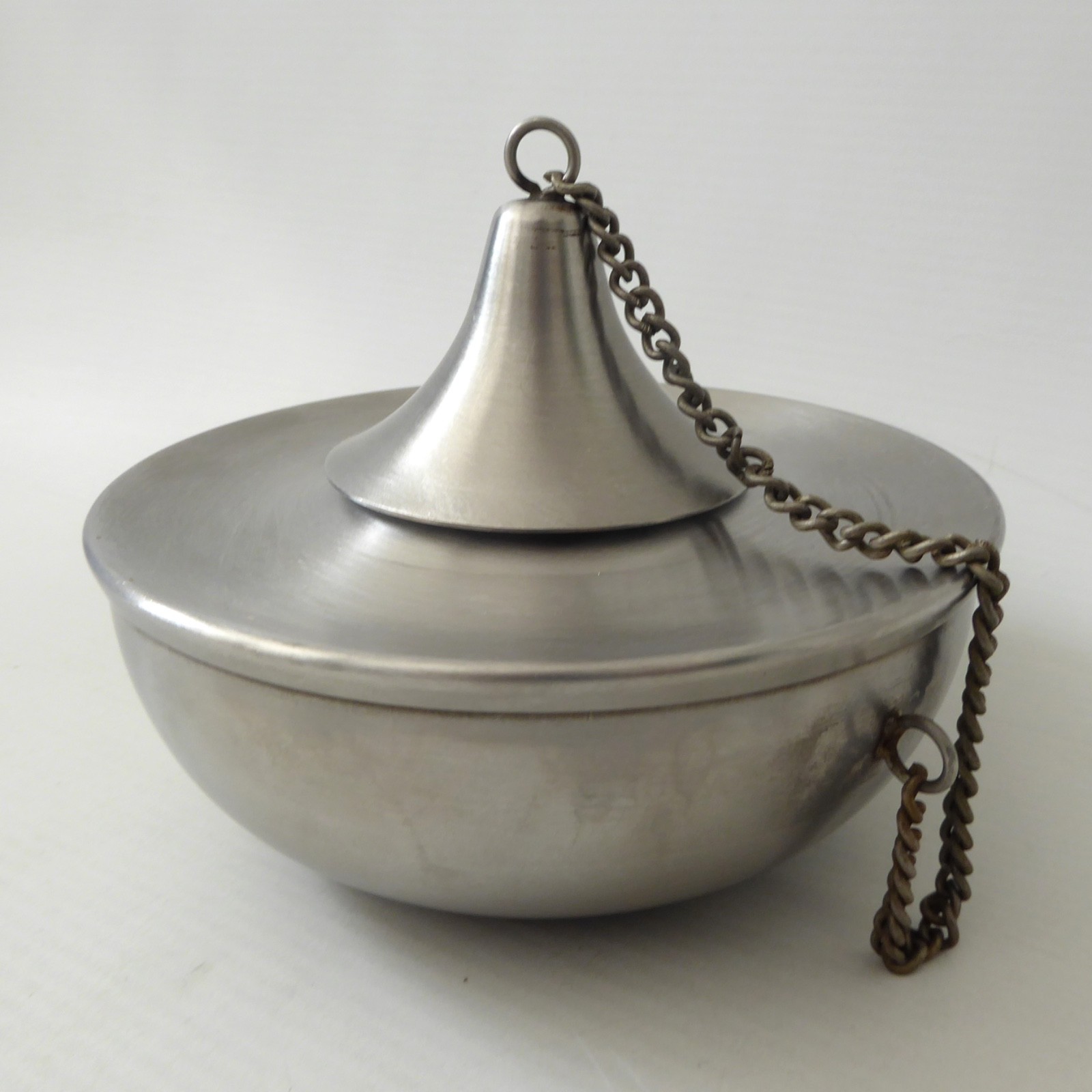 Stainless steel modernist oil lamp base & snuffer lid. Retro 1960s style candle - Image 6