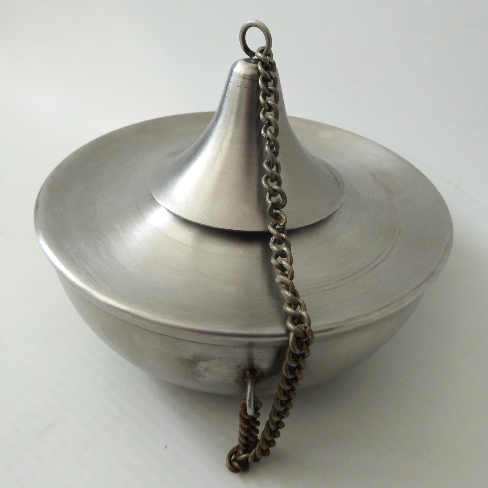 Stainless steel modernist oil lamp base & snuffer lid. Retro 1960s style candle - Image 8