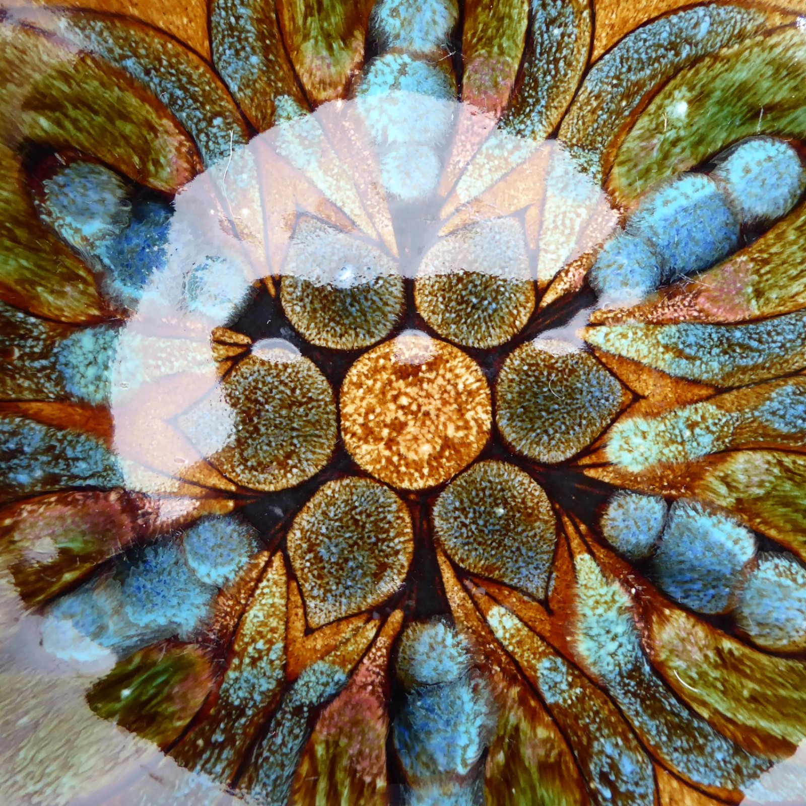 The Guernsey Pottery art bowl dish, abstract retro art flowers, painted. Vintage - Image 3