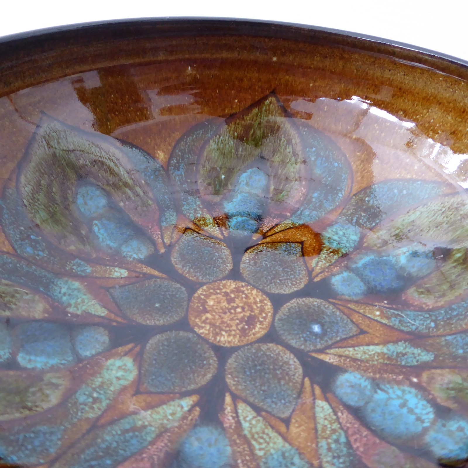 The Guernsey Pottery art bowl dish, abstract retro art flowers, painted. Vintage - Image 5