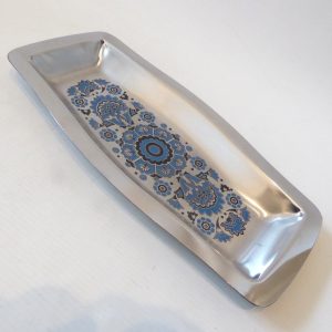 Viners stainless steel tray/dish, Gerald Benney. Retro vintage 1960s blue black