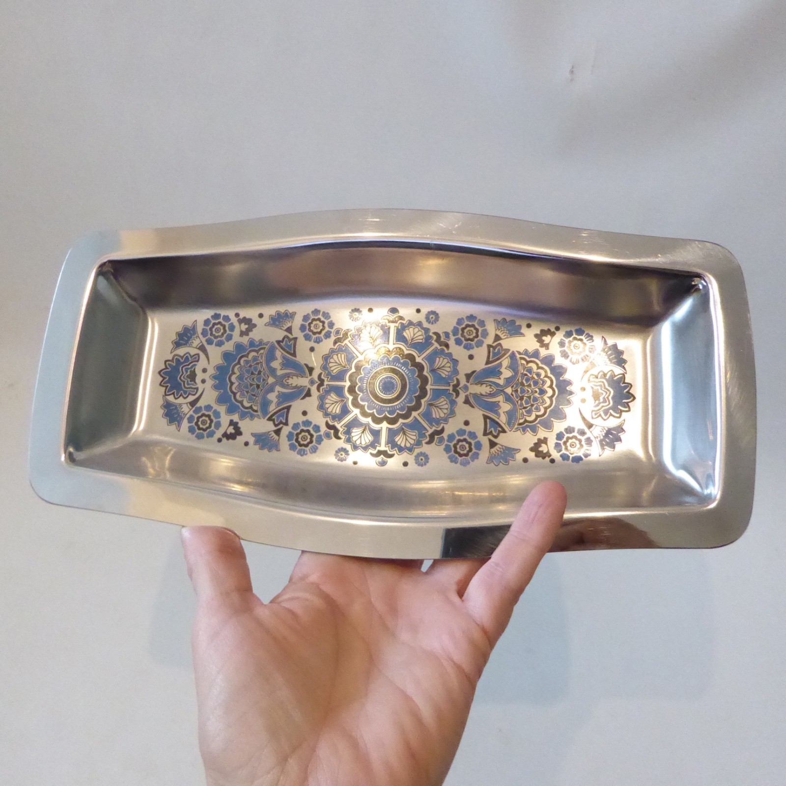 Viners stainless steel tray/dish, Gerald Benney. Retro vintage 1960s blue black - Image 8