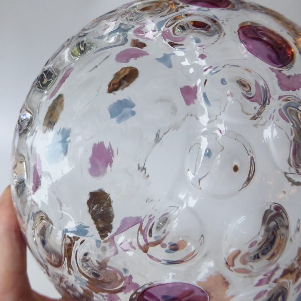 Vintage 1960s Borske Sklo Nemo optic ball vase. Art glass orb, Max Kannegiesser - Image 14