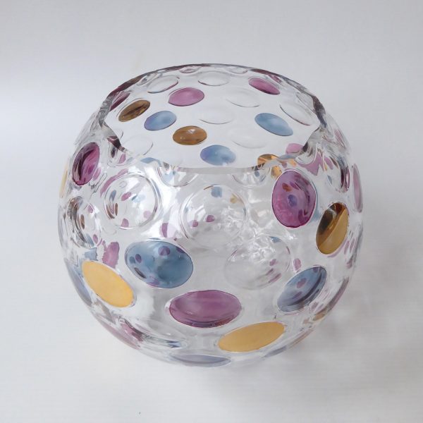 Vintage 1960s Borske Sklo Nemo optic ball vase. Art glass orb, Max Kannegiesser - Image 3