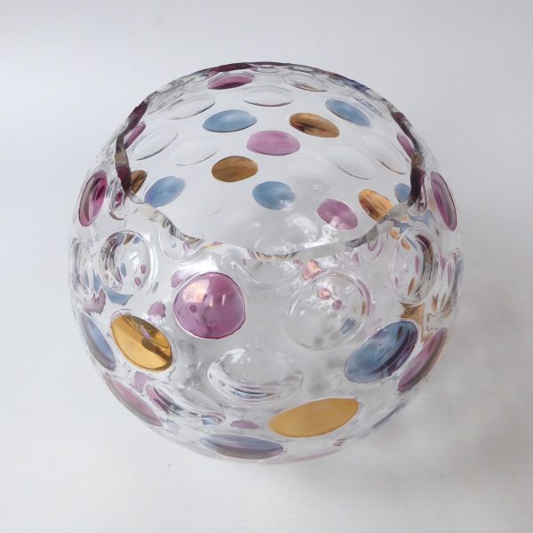 Vintage 1960s Borske Sklo Nemo optic ball vase. Art glass orb, Max Kannegiesser - Image 4