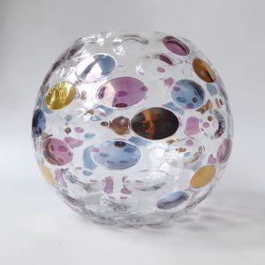 Vintage 1960s Borske Sklo Nemo optic ball vase. Art glass orb, Max Kannegiesser