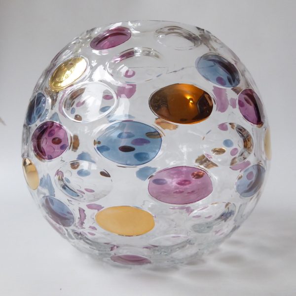 Vintage 1960s Borske Sklo Nemo optic ball vase. Art glass orb, Max Kannegiesser - Image 6