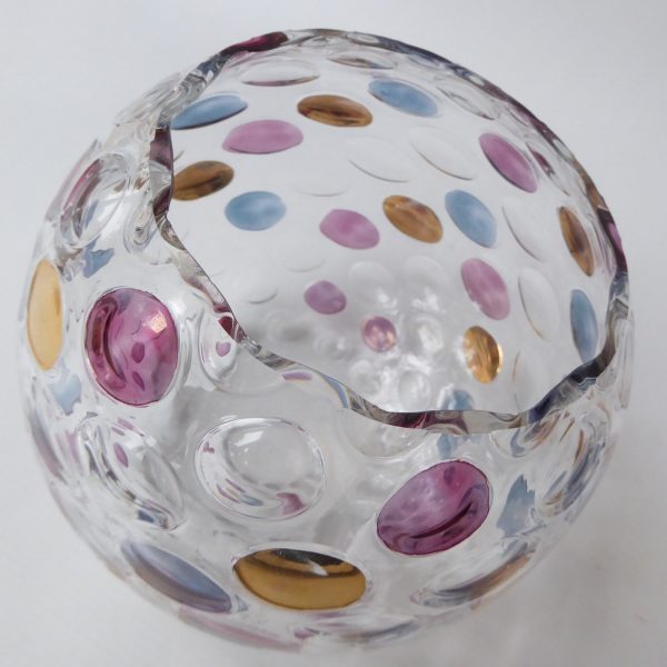 Vintage 1960s Borske Sklo Nemo optic ball vase. Art glass orb, Max Kannegiesser - Image 7