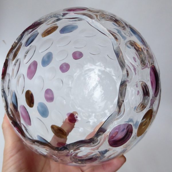 Vintage 1960s Borske Sklo Nemo optic ball vase. Art glass orb, Max Kannegiesser - Image 9