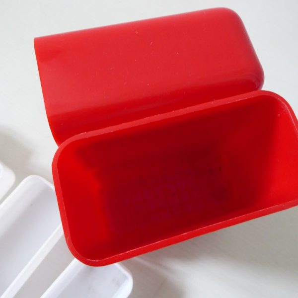 Vintage HOF mid century red plastic desk organiser pen holder drawers, MOD retro - Image 11