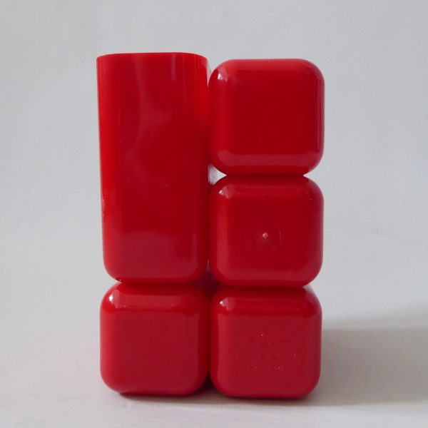 Vintage HOF mid century red plastic desk organiser pen holder drawers, MOD retro - Image 7