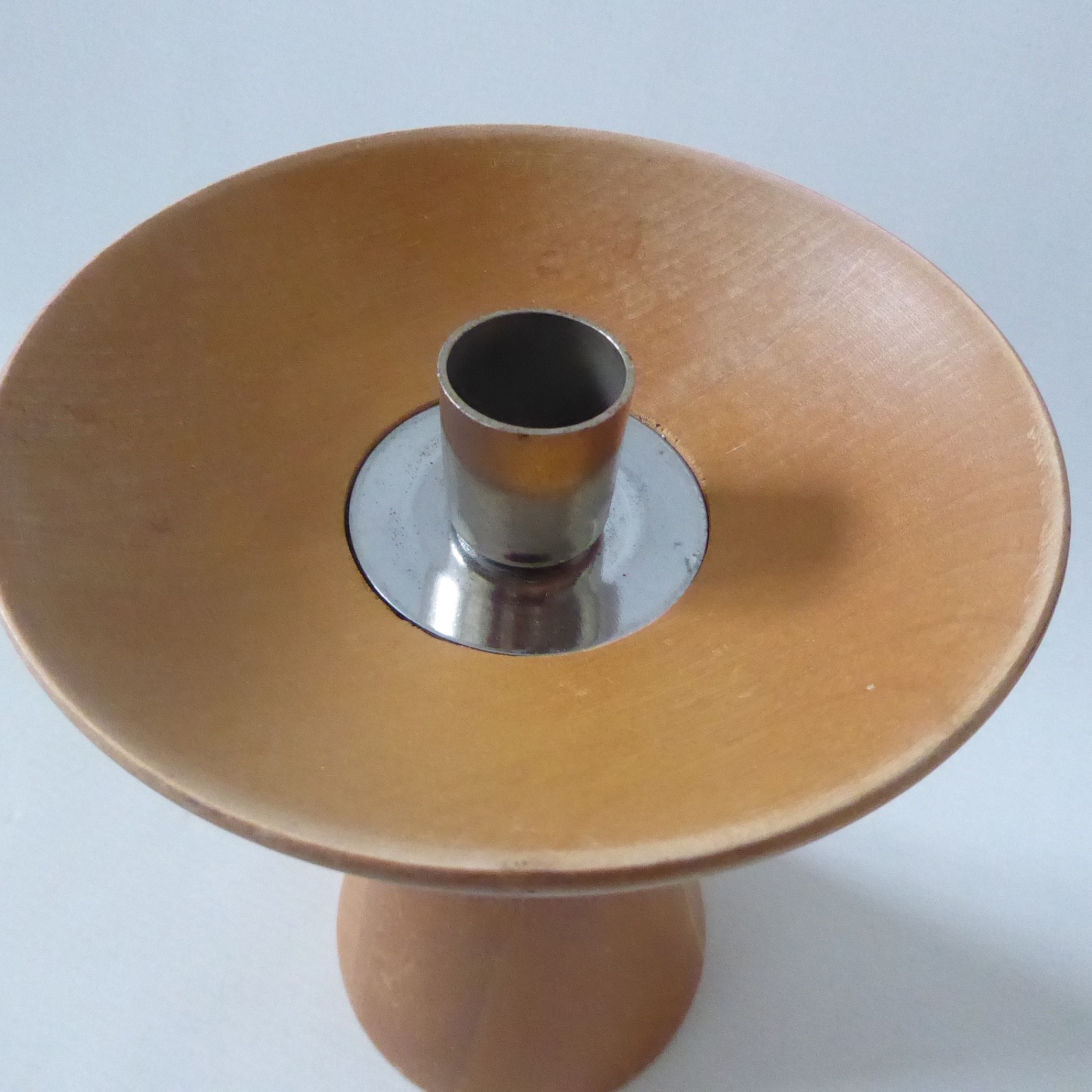 Vintage Ikea turned wood blond candlestick candle holder, Swedish conical 7" - Image 16