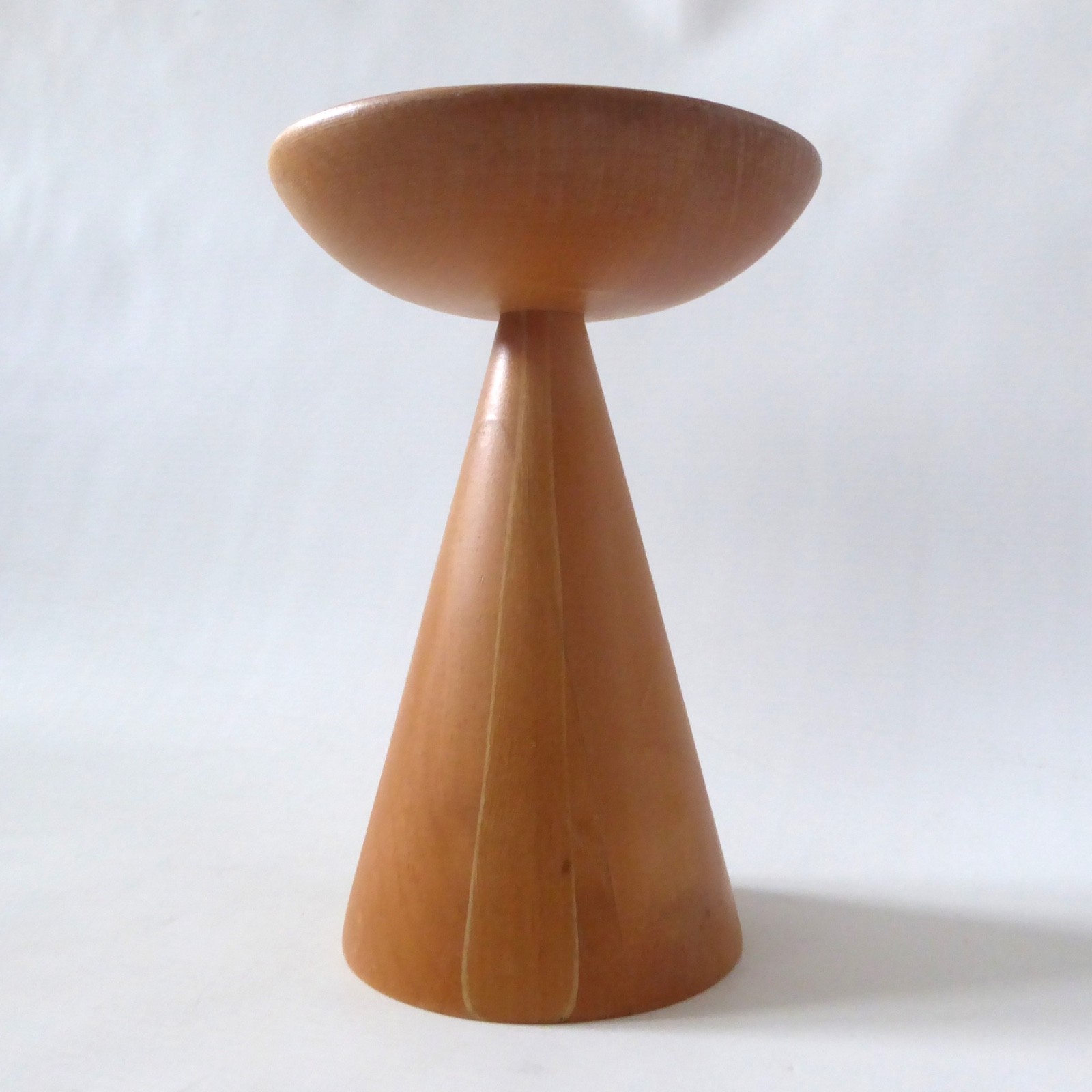 Vintage Ikea turned wood blond candlestick candle holder, Swedish conical 7" - Image 3