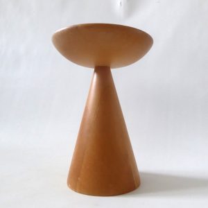 Vintage Ikea turned wood blond candlestick candle holder, Swedish conical 7"