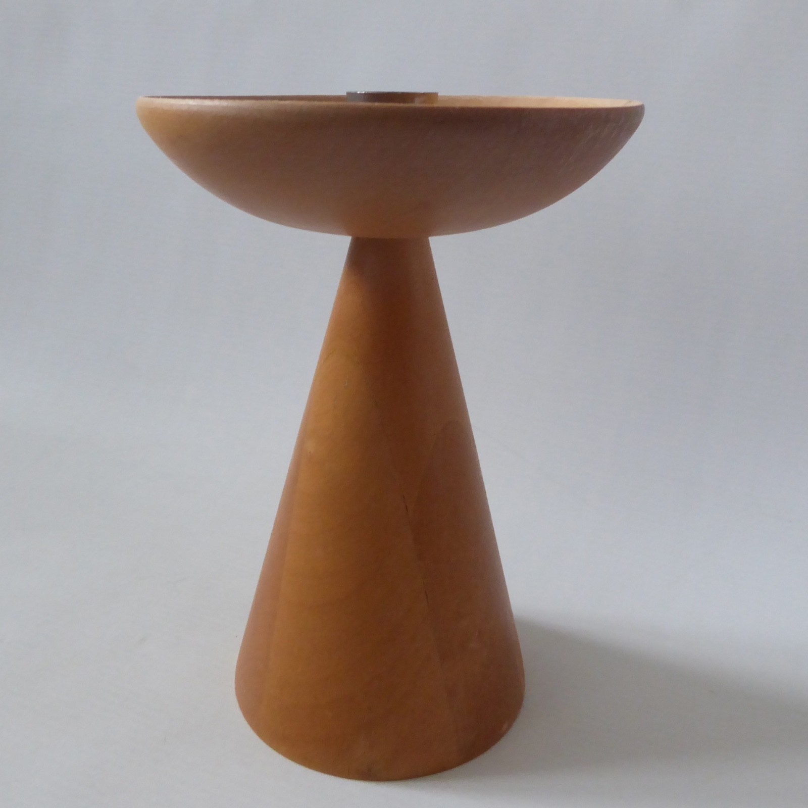 Vintage Ikea turned wood blond candlestick candle holder, Swedish conical 7" - Image 5