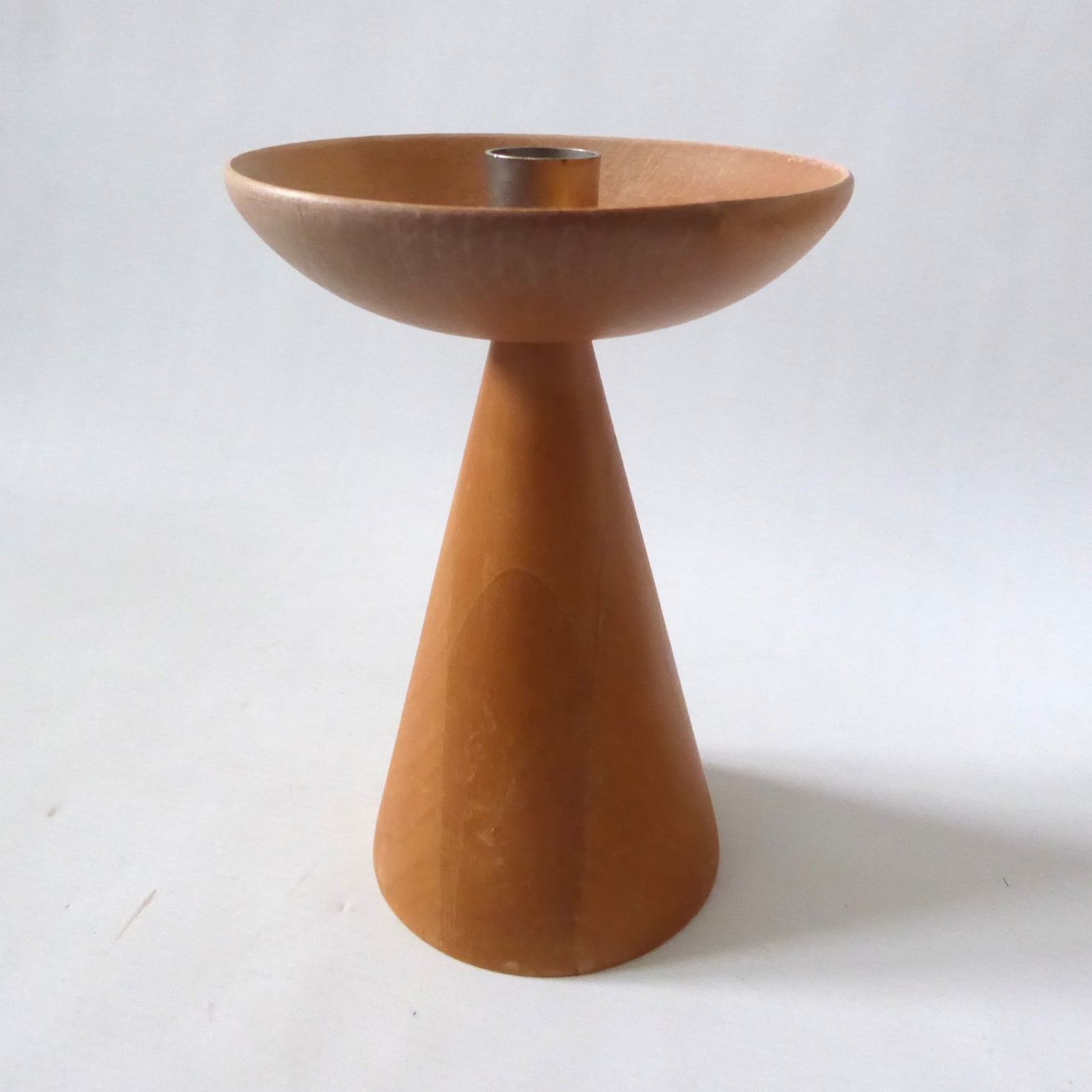 Vintage Ikea turned wood blond candlestick candle holder, Swedish conical 7" - Image 6