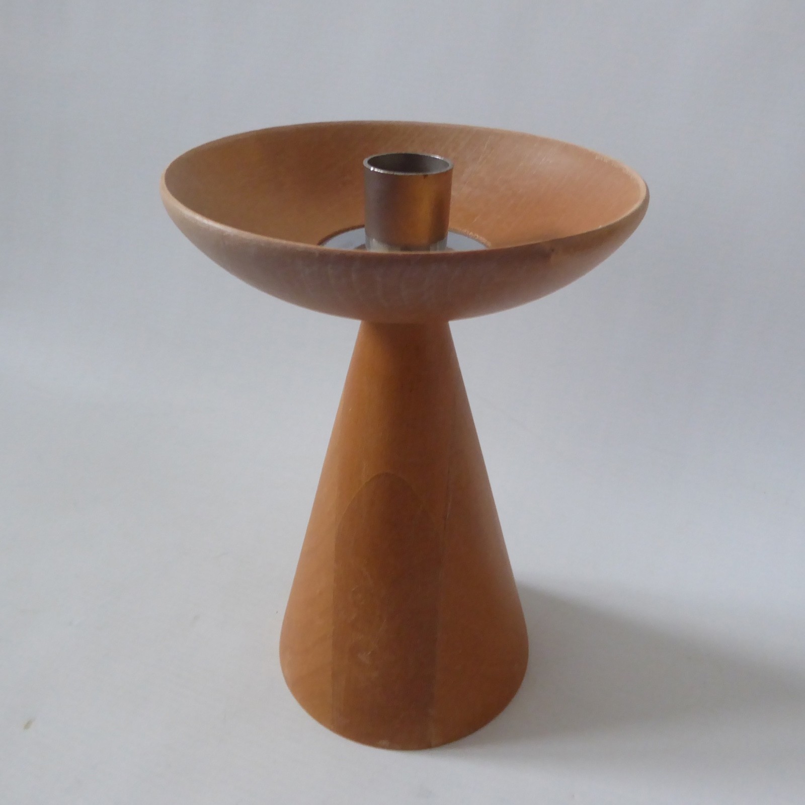 Vintage Ikea turned wood blond candlestick candle holder, Swedish conical 7" - Image 8