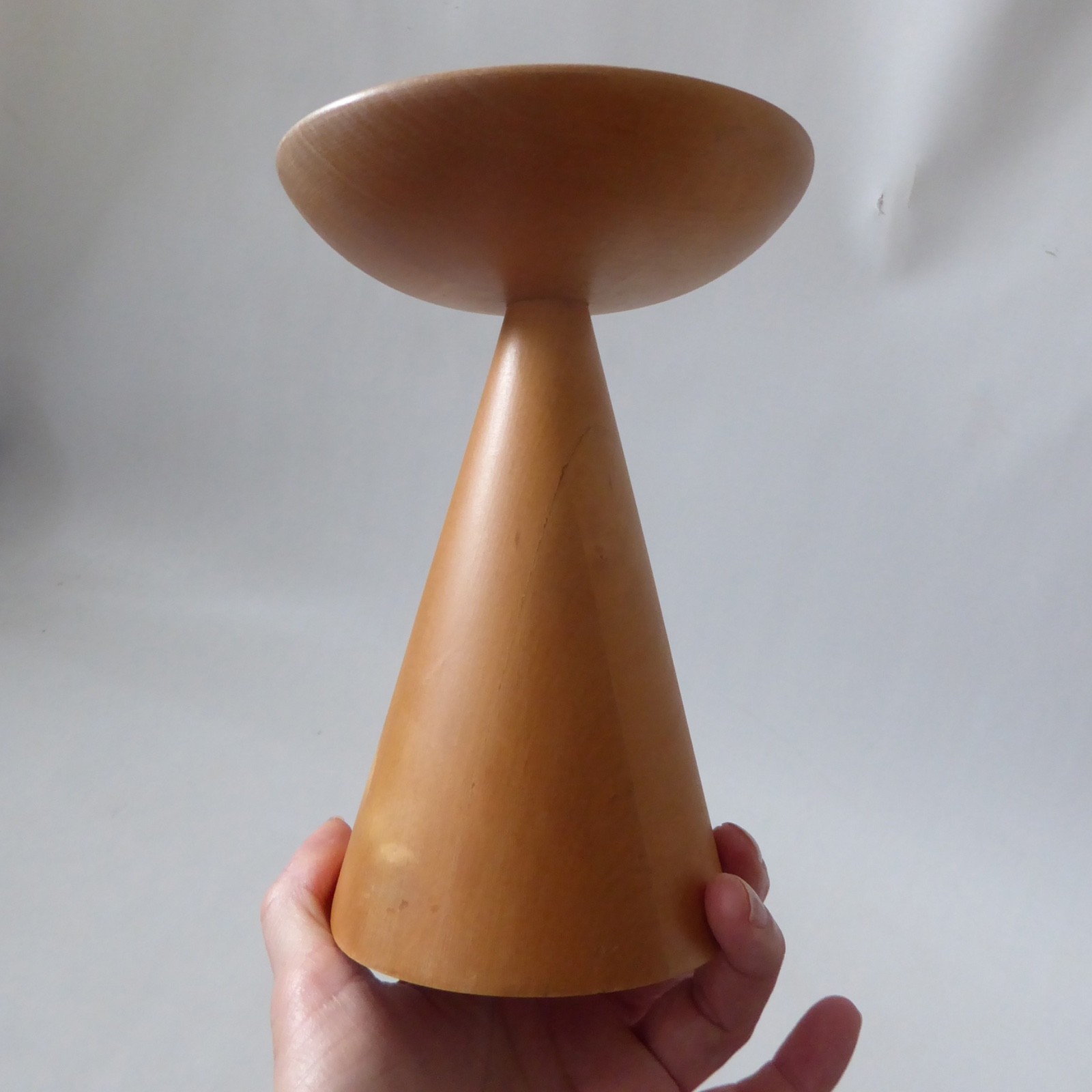 Vintage Ikea turned wood blond candlestick candle holder, Swedish conical 7" - Image 10