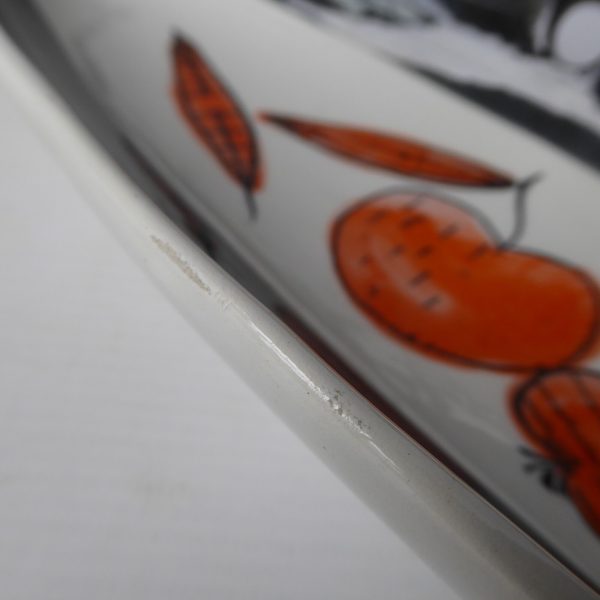 Vintage Italian pottery ceramic dish, orange fruit & black. Signed 110-1 Italy. - Image 15
